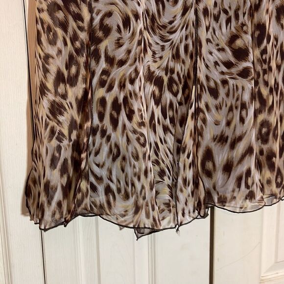 Scarlett Cheetah Leopard Animal Print Flared Skirt With Layering Strips 9 10 - Picture 5 of 16